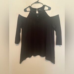 Torrid Black Cold Shoulder Top with Crochet Detail
